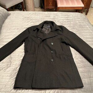 Men's Wool Peacoat by Banana Republic - Grey Tweed - Men's Small